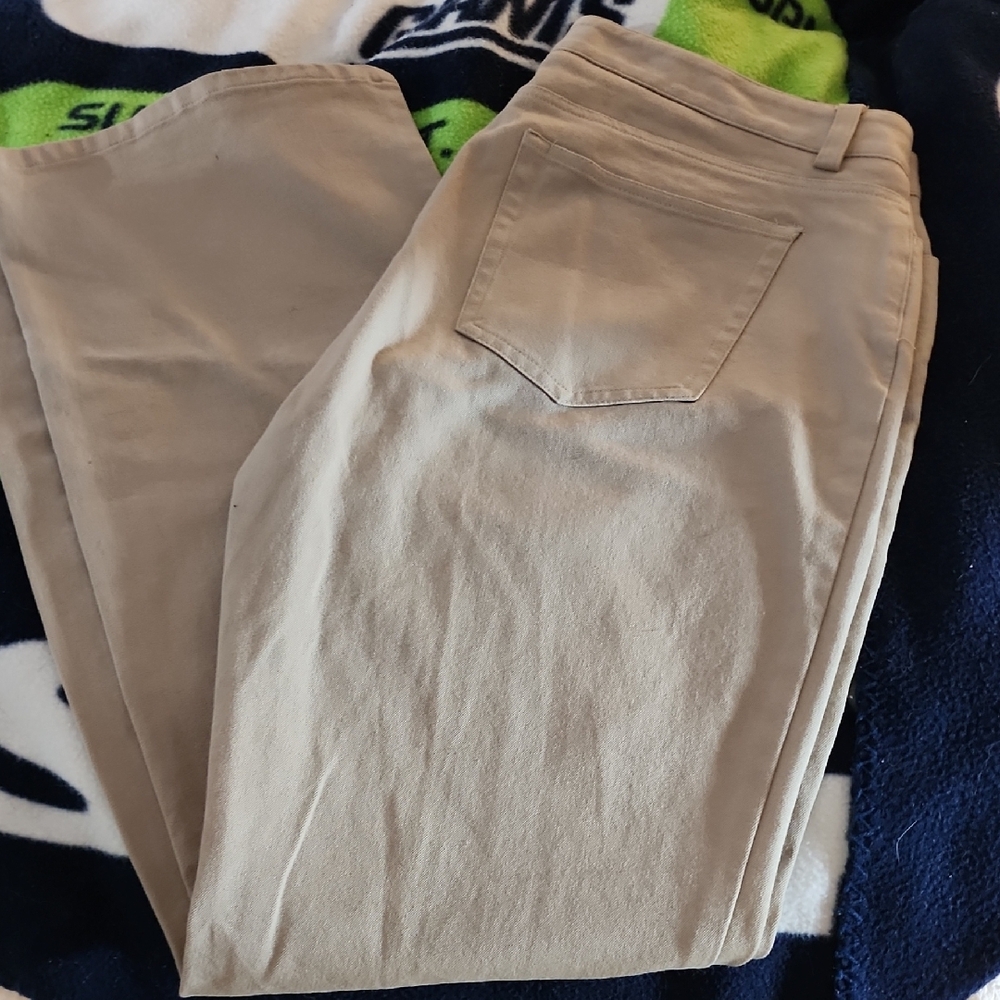 Caslon Khaki Tan Casual Pants 5 Pocket Jean